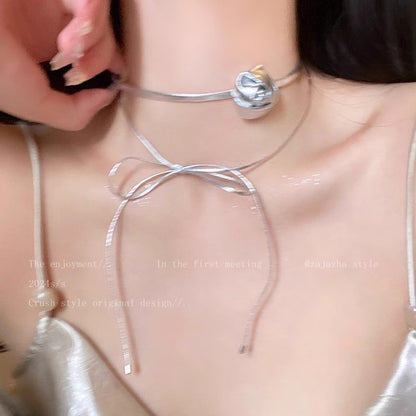 黑色緞帶玫瑰立體項鍊