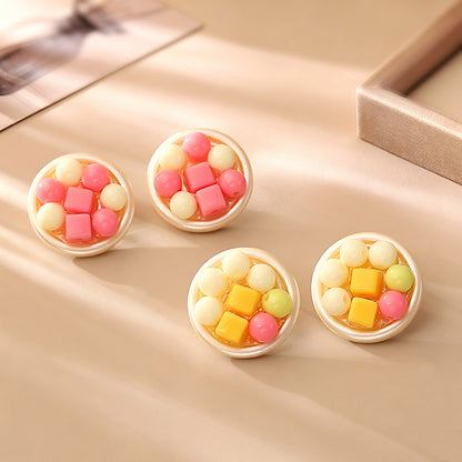 彩色圓形耳釘－商品主圖｜https://igowo.tw/