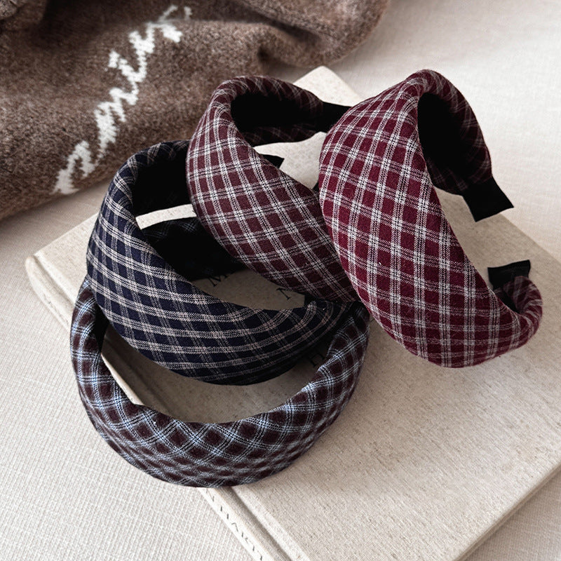 格紋簡約髮箍－商品主圖｜https://igowo.tw/