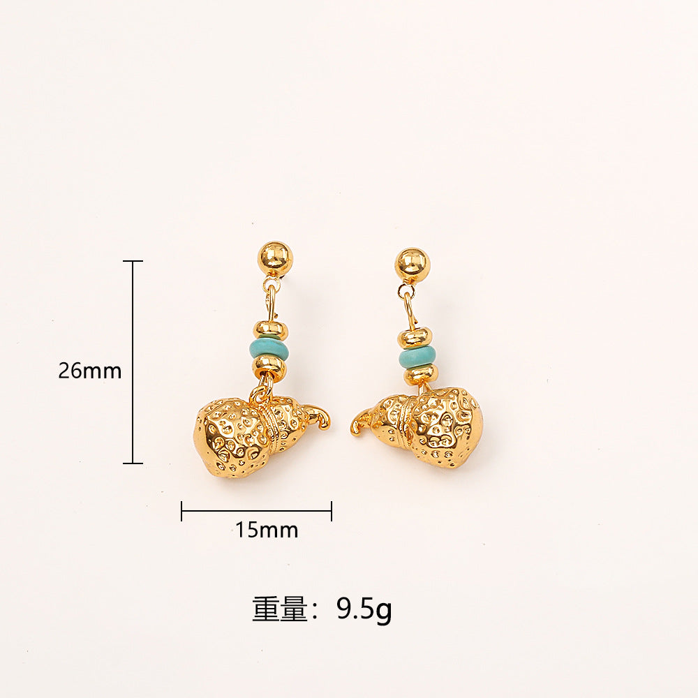葫蘆復古耳釘－藍色珠子葫蘆項鍊款細節2｜https://igowo.tw/