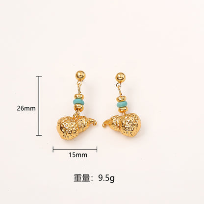 葫蘆復古耳釘－藍色珠子葫蘆項鍊款細節2｜https://igowo.tw/