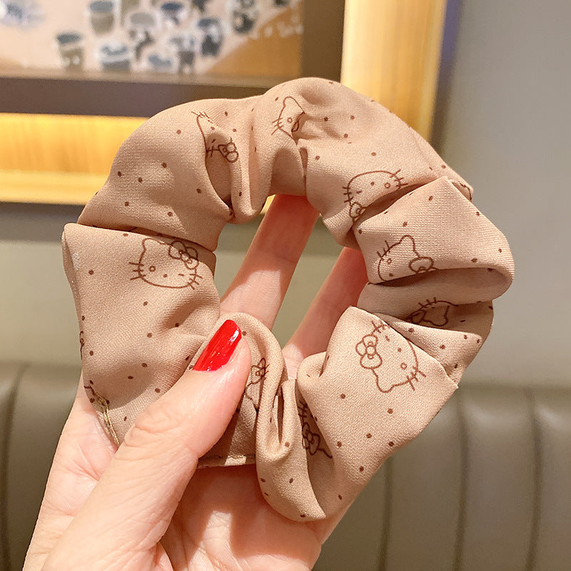 棕色大腸圈豹紋髮圈－笑臉奶茶款細節15｜https://igowo.tw/
