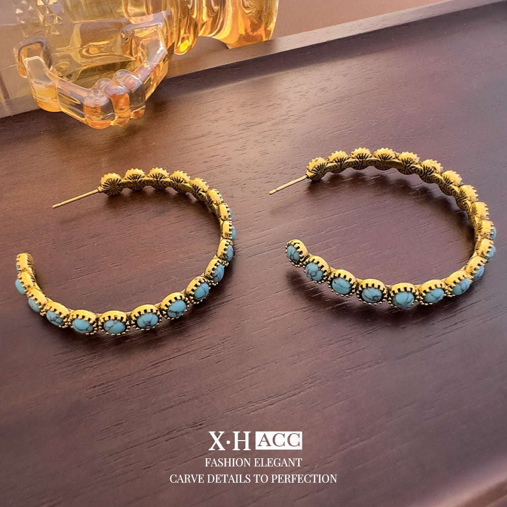 綠松石葫蘆幸運草耳釘－細節特寫24｜https://igowo.tw/