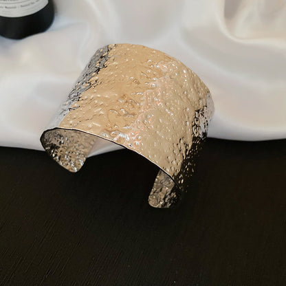 不規則金屬褶皺圓形開口手鐲歐美夸張氣質手環輕奢高級感手飾批發
