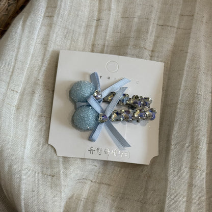 藍色珍珠蝴蝶結髮夾