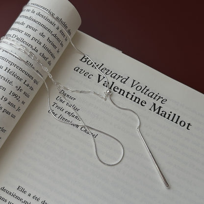 S925純銀韓版小眾設計感長款水滴抽拉毛衣鏈復古INS風時髦項鏈