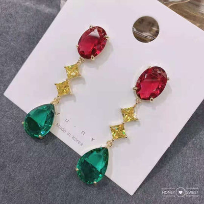 S925彩色天然石水滴耳環－商品主圖｜https://igowo.tw/