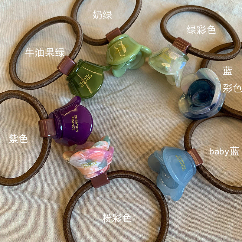 醋酸板材玫瑰髮圈－酪梨綠款細節｜https://igowo.tw/