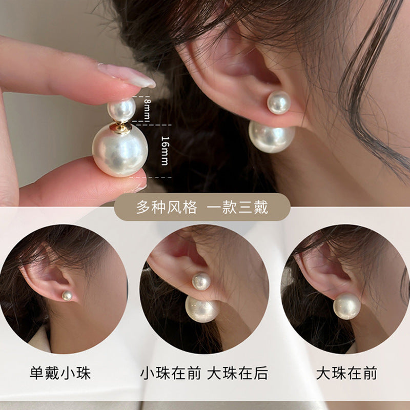 珍珠簡約耳釘－深咖款細節｜https://igowo.tw/