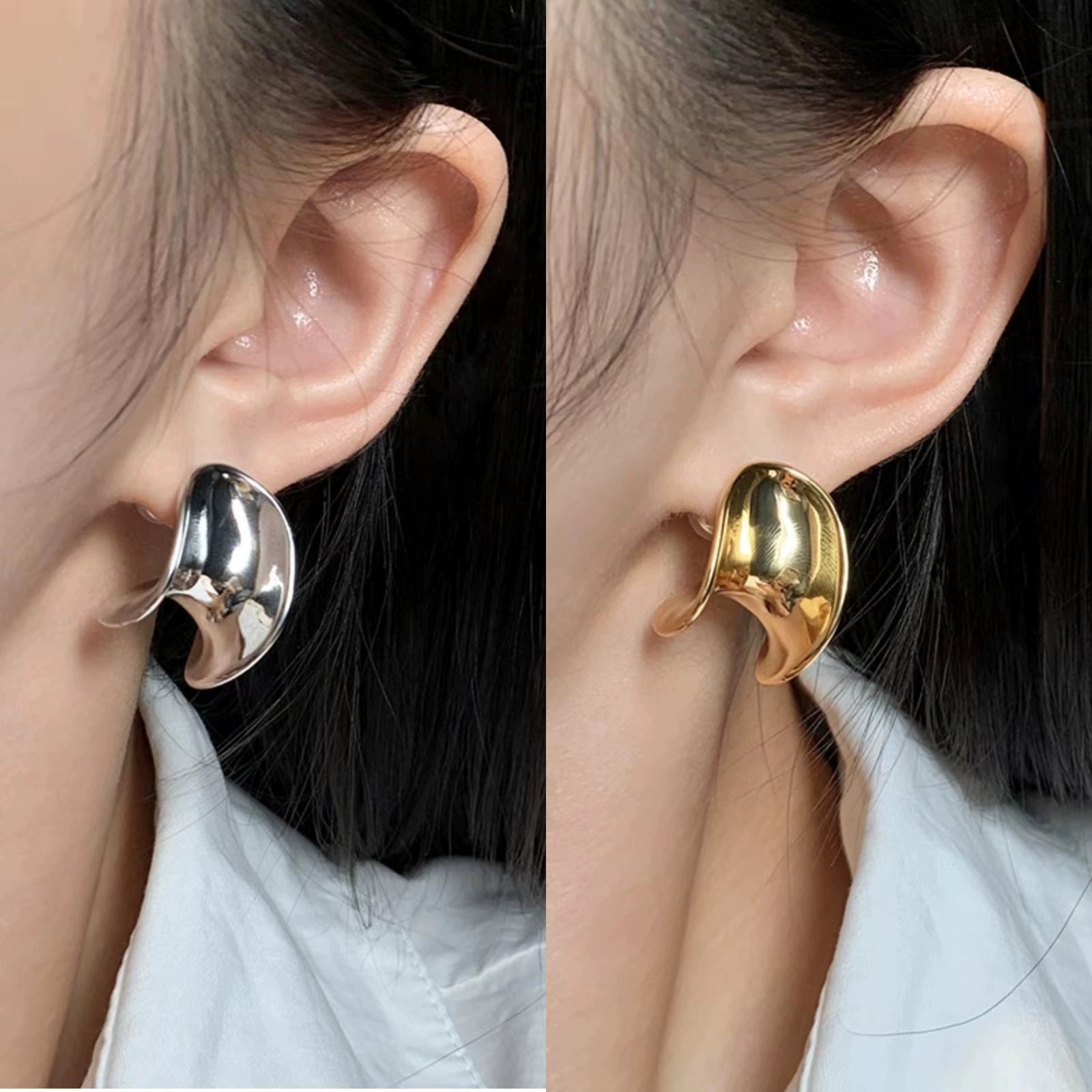 S925簡約耳環－第二視角實拍｜https://igowo.tw/