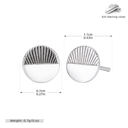 S925 新款耳釘時尚個性極簡圓牌耳飾輕奢百搭小眾設計飾品