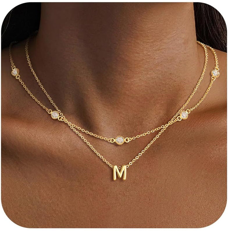 銅字母分層項鍊