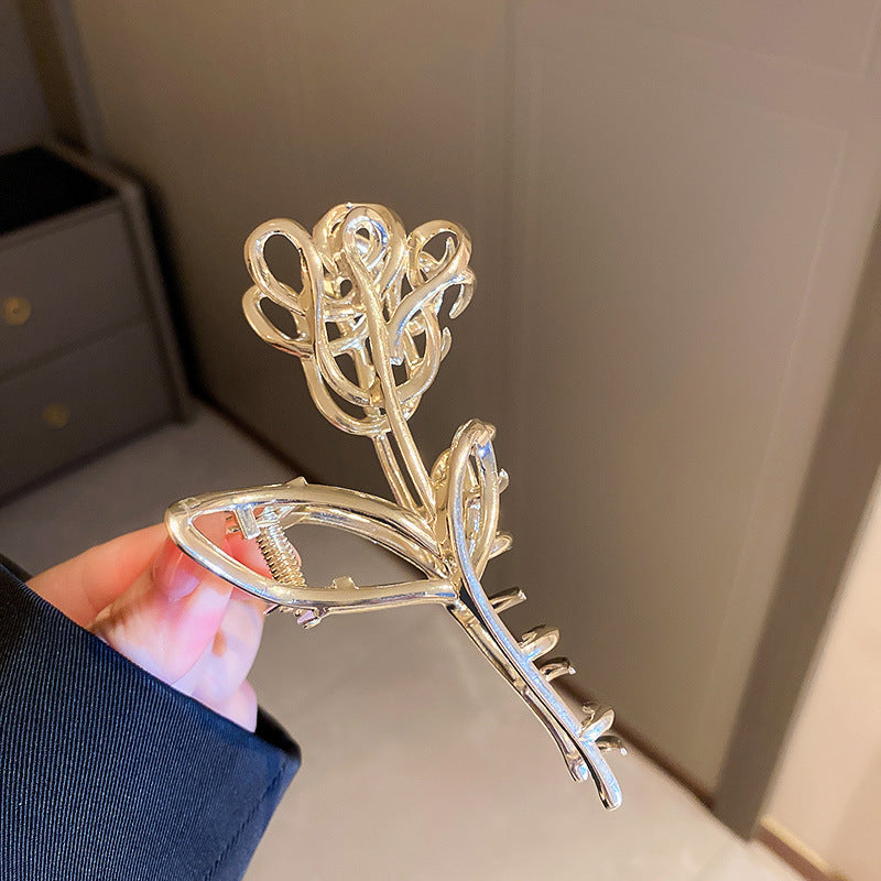 韓國不規則幾何金屬發夾時尚高級感抓夾鯊魚夾冷淡風個性發飾批發
