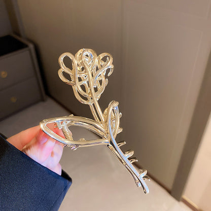 韓國不規則幾何金屬發夾時尚高級感抓夾鯊魚夾冷淡風個性發飾批發