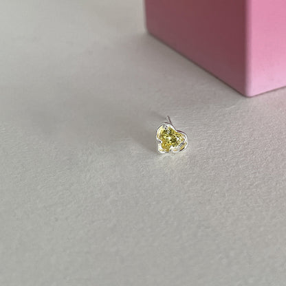 S925彩色鋯石愛心耳釘