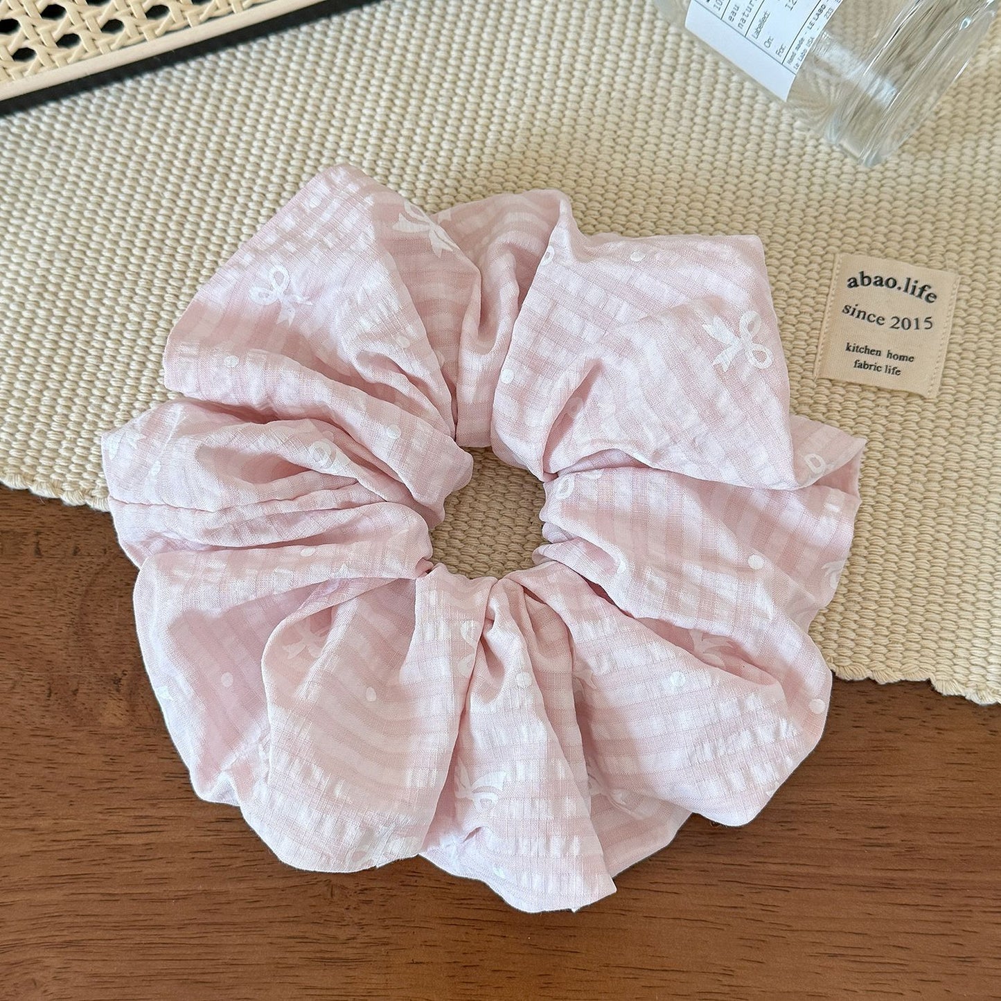繽紛布面格紋髮圈