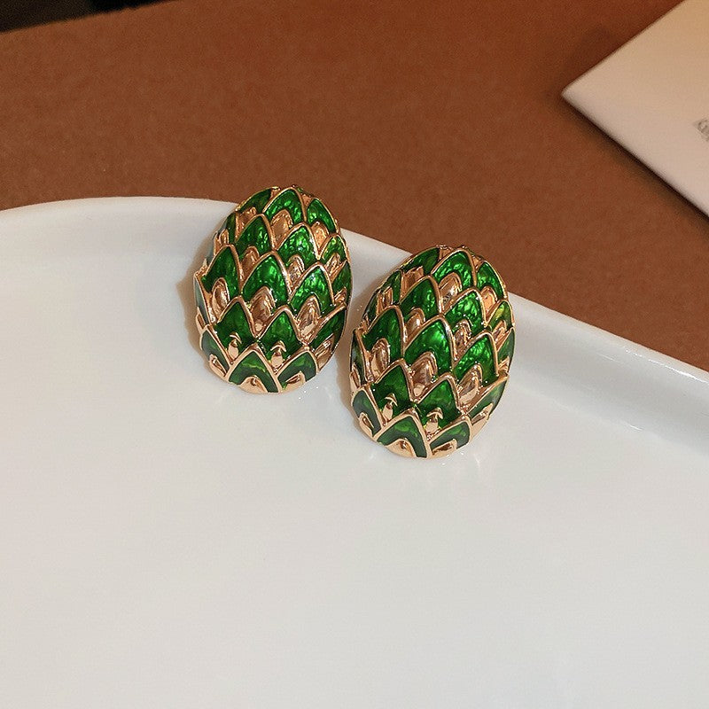 綠色珍珠蝴蝶復古耳環－細節特寫57｜https://igowo.tw/