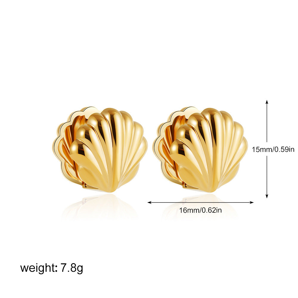 金色不鏽鋼貝殼耳環