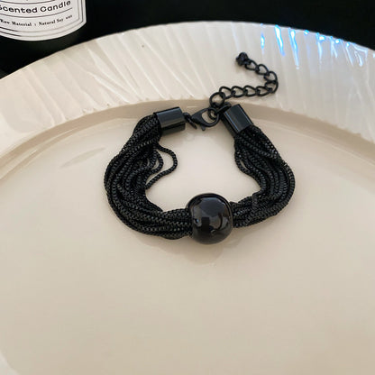 歐美跨境金屬圓球多層鏈條項鏈手鏈輕奢高級感手環個性冷淡風飾品