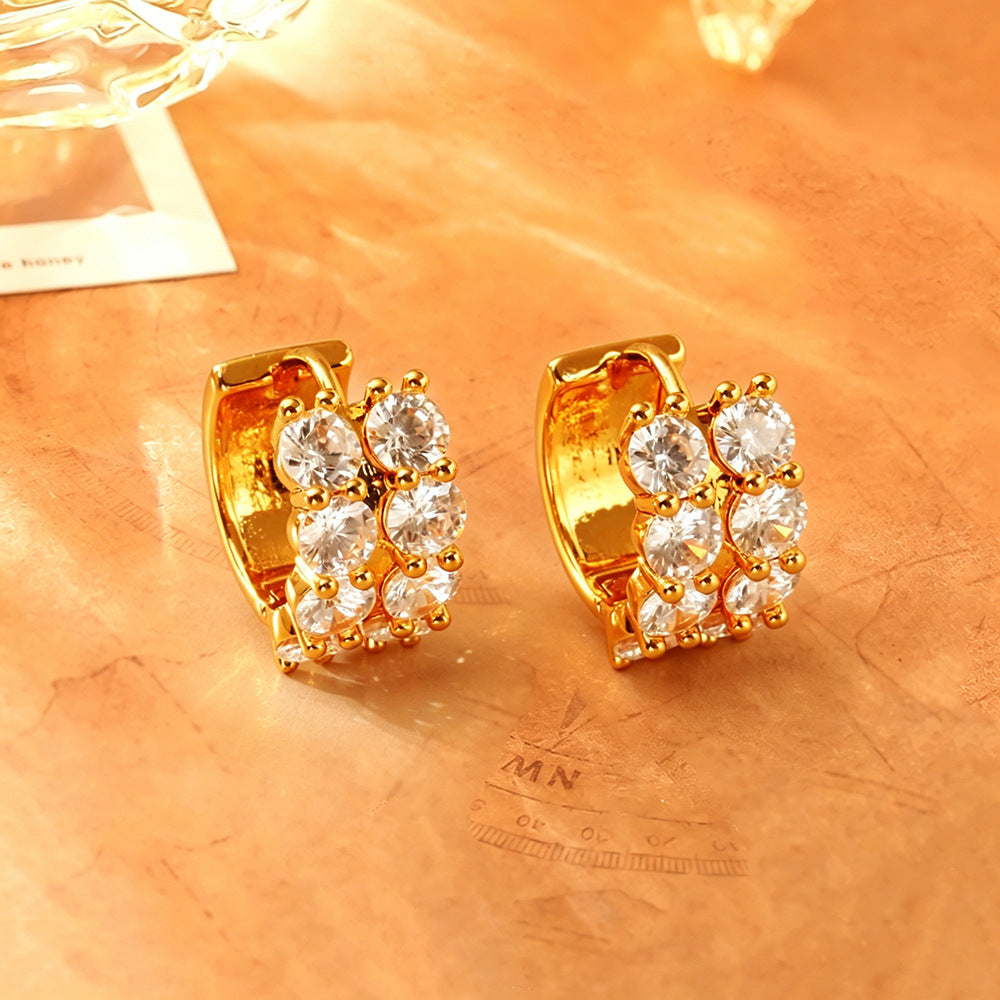 金色鋯石耳環－第二視角實拍｜https://igowo.tw/
