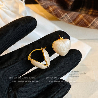 S925復古琺瑯彩色愛心耳環
