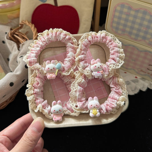 粉色兔子髮圈－商品主圖｜https://igowo.tw/