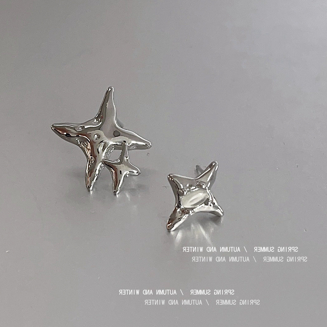 貓眼石星星不對稱耳釘－商品主圖｜https://igowo.tw/
