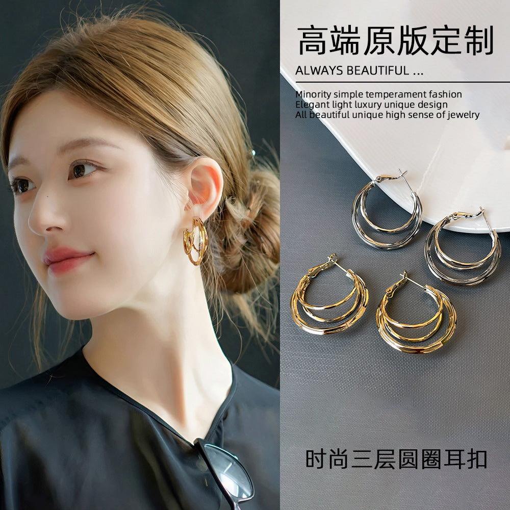 雙層復古簡約耳扣－商品主圖｜https://igowo.tw/