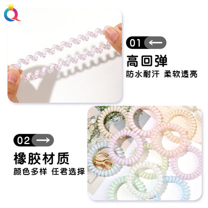 彈力繩兔子髮圈－彩點電話圈-淺紫款實拍｜https://igowo.tw/
