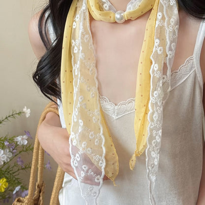 簡約經典飾品－絲巾-黃色-白色-波點款實拍｜https://igowo.tw/