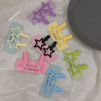 繽紛金屬星星髮夾－粉色款實拍｜https://igowo.tw/