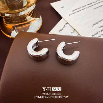 銀針C形簡約耳釘