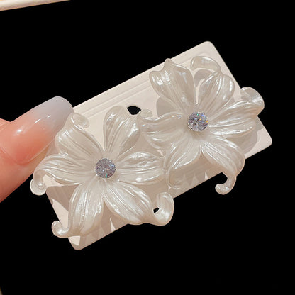法式復古花朵流蘇珍珠耳釘公主風輕奢時尚耳環高級感小眾文藝耳飾