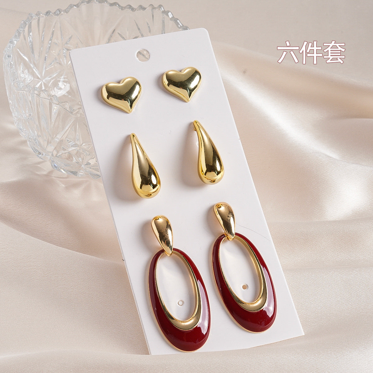 紅色布面花朵誇張耳環－26#耳鉤-紅色款細節18｜https://igowo.tw/