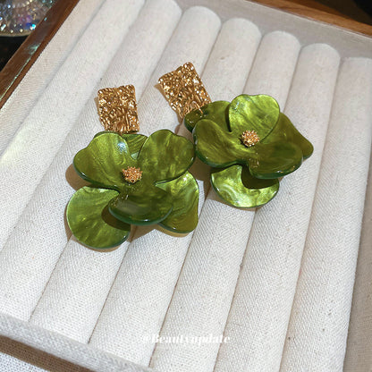 銀針幾何褶皺亞克力花朵耳環小清新時尚氣質耳墜小眾百搭耳飾批發