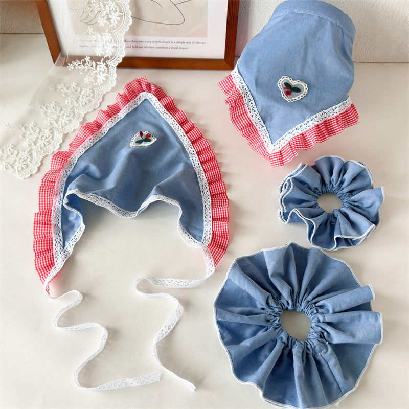 紅色蝴蝶結櫻桃髮圈－商品主圖｜https://igowo.tw/