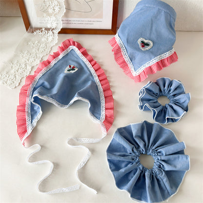 紅色蝴蝶結櫻桃髮圈－商品主圖｜https://igowo.tw/