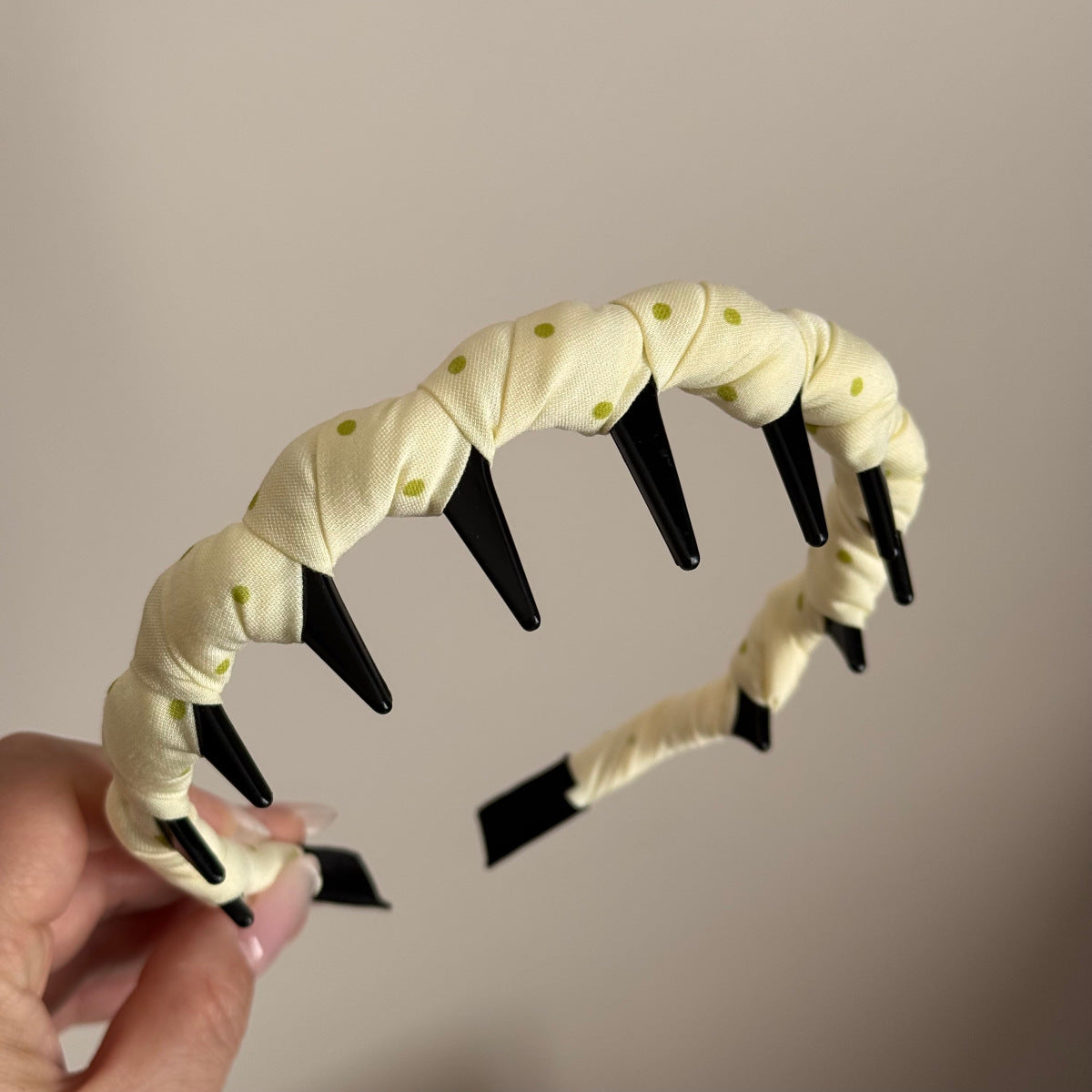 彩色布面波點簡約髮箍