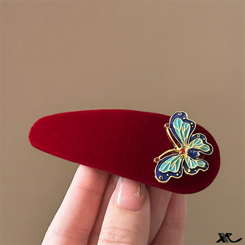 黑色琺瑯蝴蝶復古髮夾