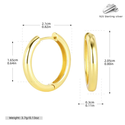 S925 耳環光面多尺寸圓形素圈耳扣耳飾經典百搭飾品