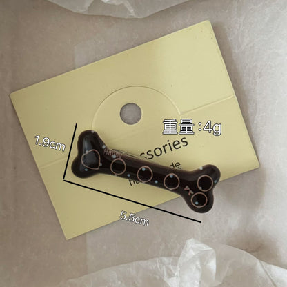 棕色波點簡約髮夾