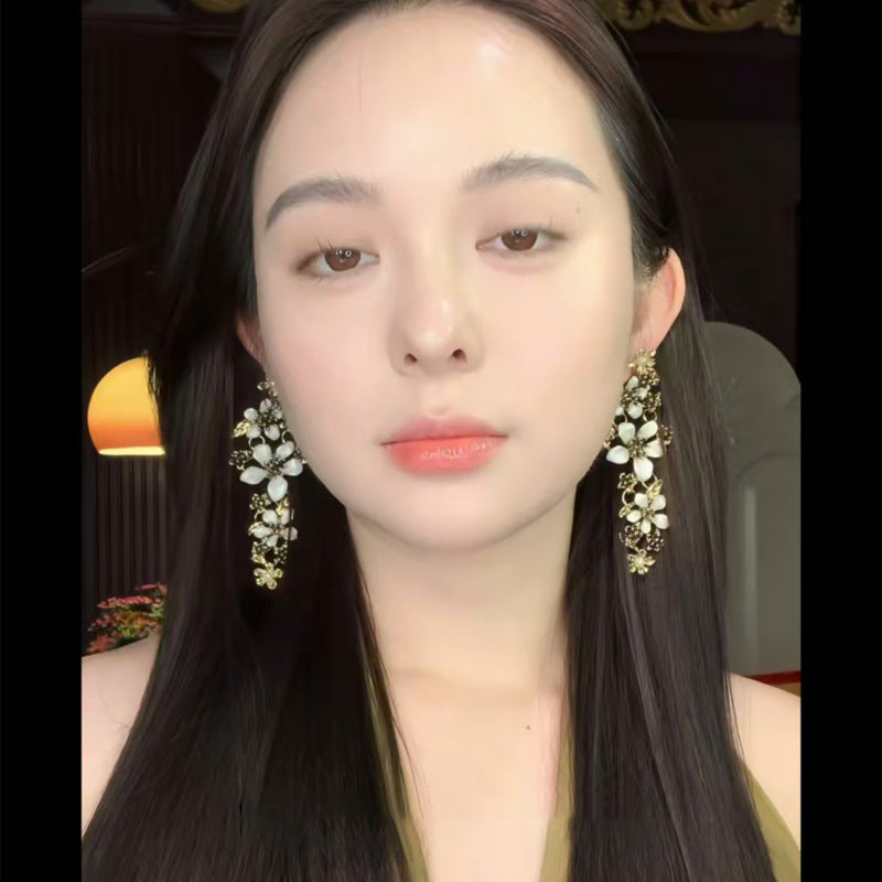 度假風水滴拉菲草耳環小清新時尚簡約百搭耳釘設計感小眾耳飾批發