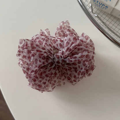 網紗豹紋蝴蝶結髮夾