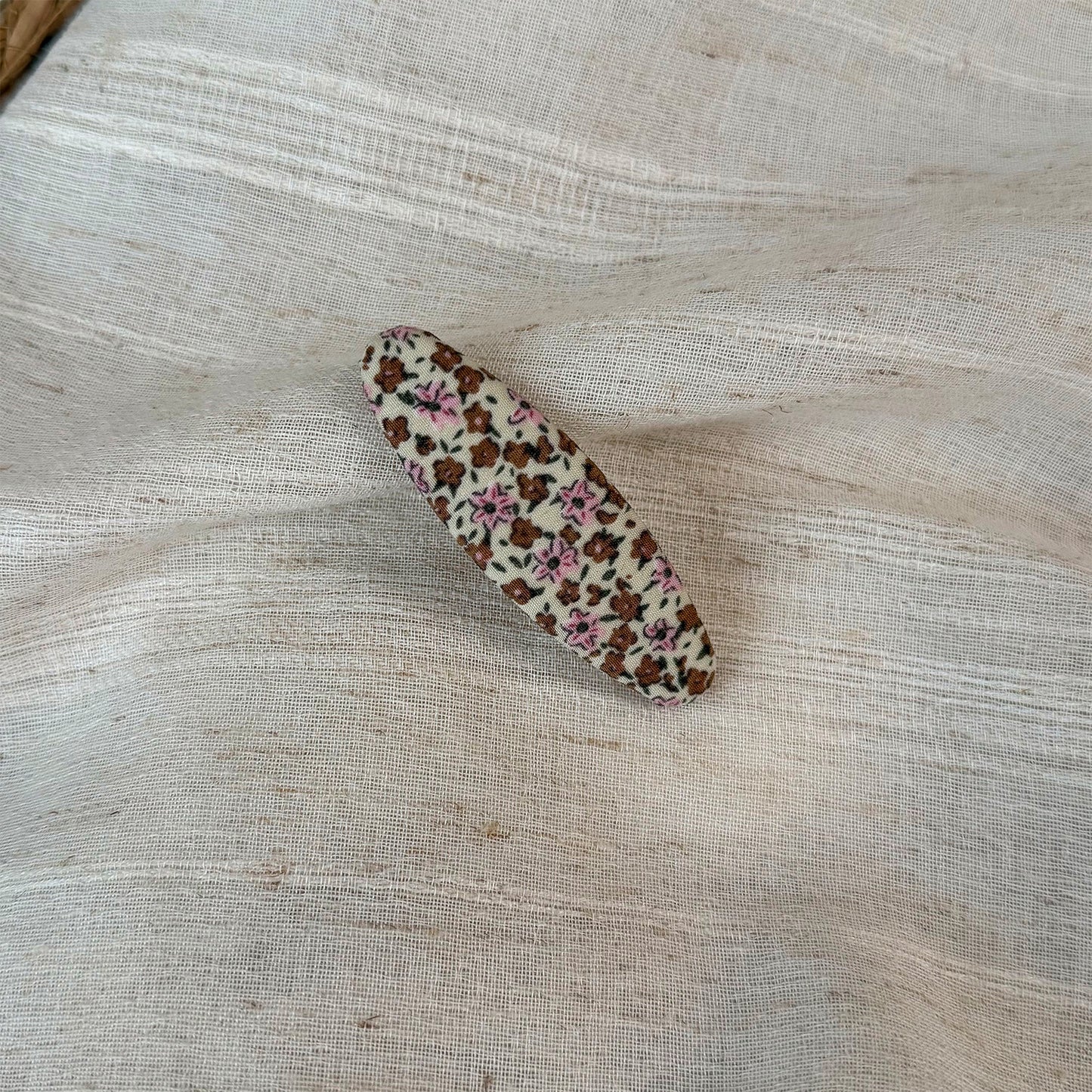布面碎花橢圓簡約髮夾