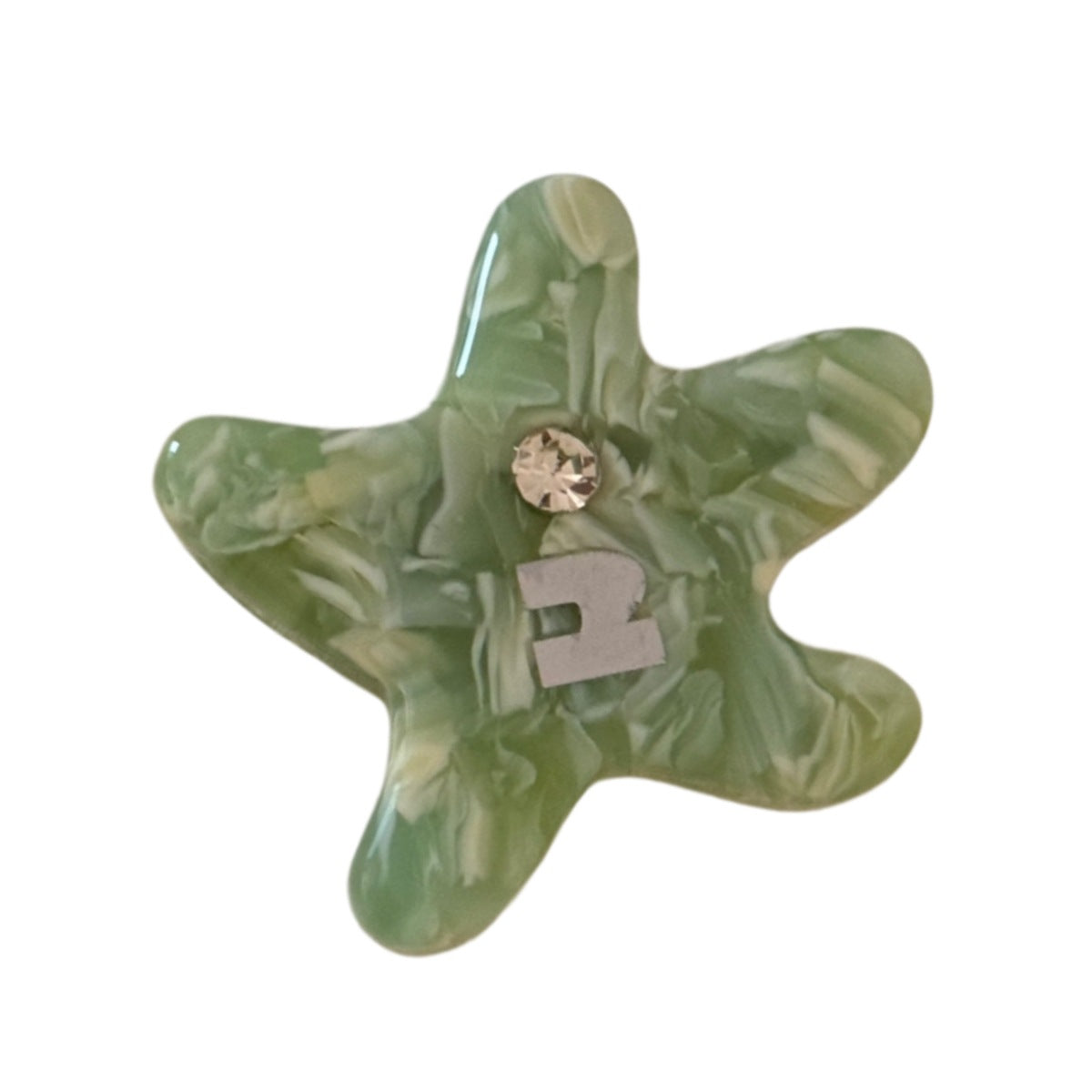 彩色醋酸板材鋯石髮夾－醋酸海星夾-灰綠款細節｜https://igowo.tw/