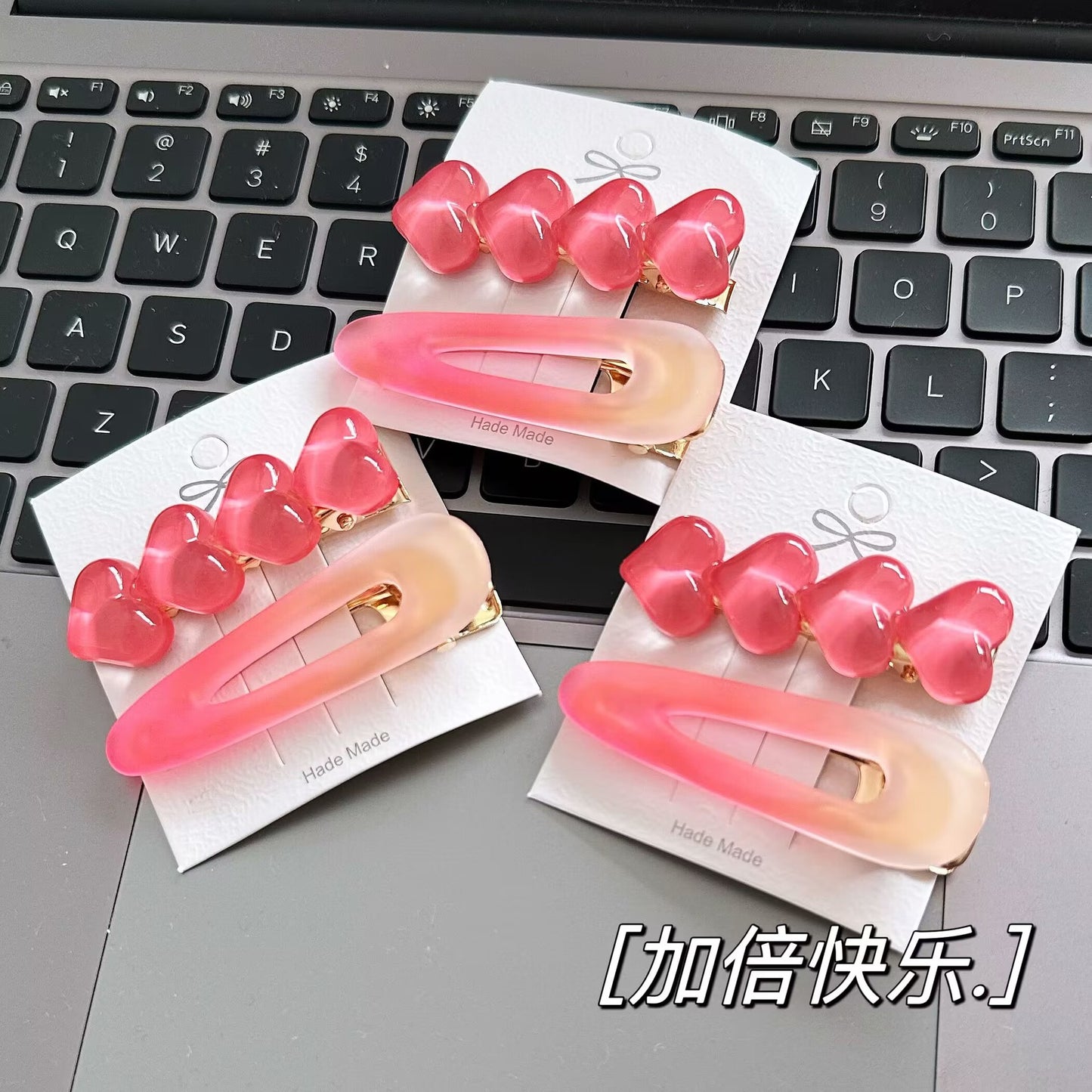 粉色愛心髮夾套組－商品主圖｜https://igowo.tw/