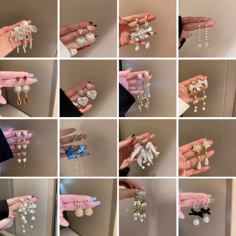 珍珠蝴蝶結流蘇耳墜－商品主圖｜https://igowo.tw/