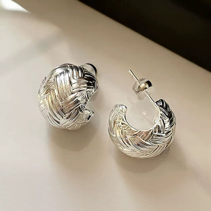 金屬格紋復古耳釘