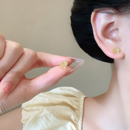 春夏山茶花朵耳釘