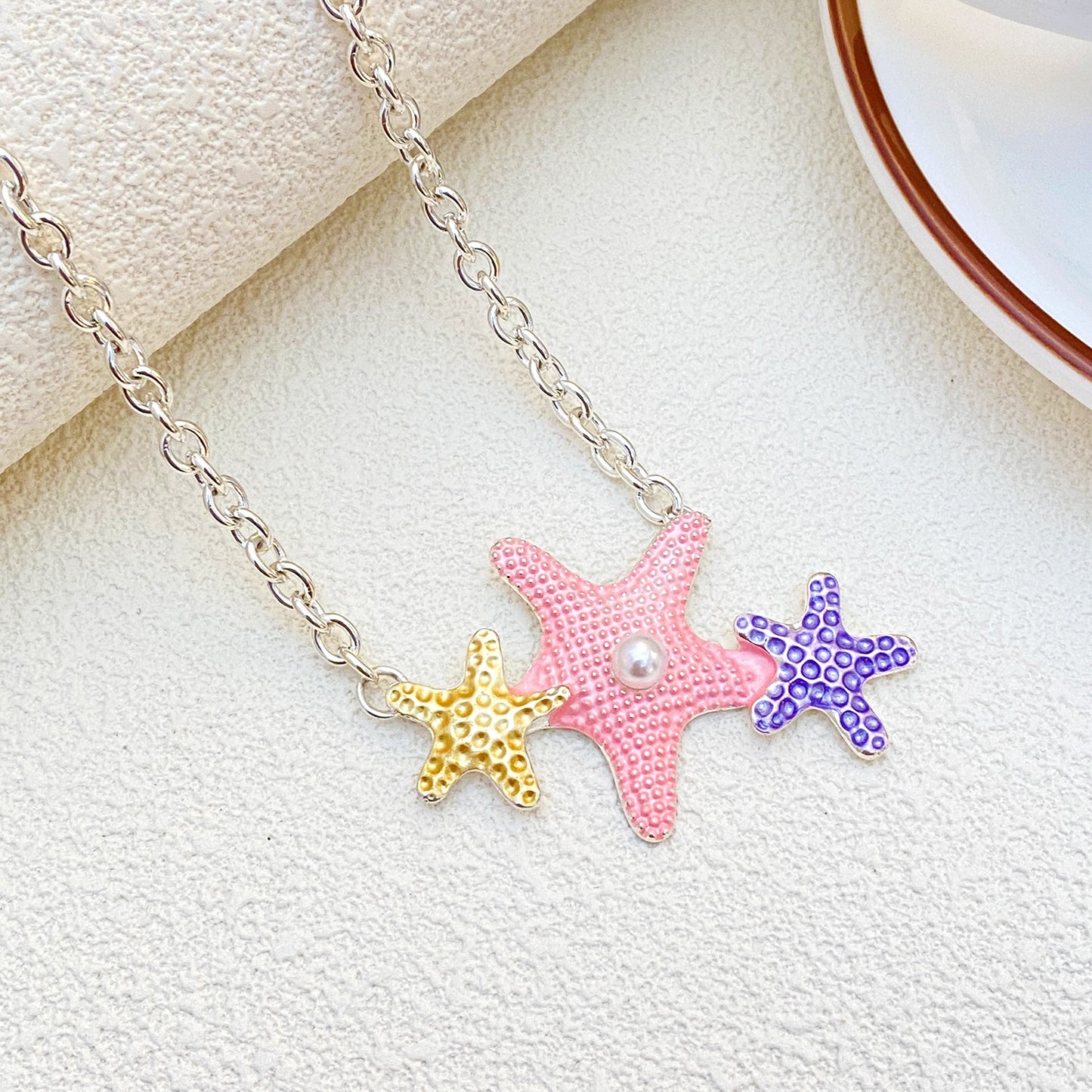 珍珠星星貝殼長版項鍊